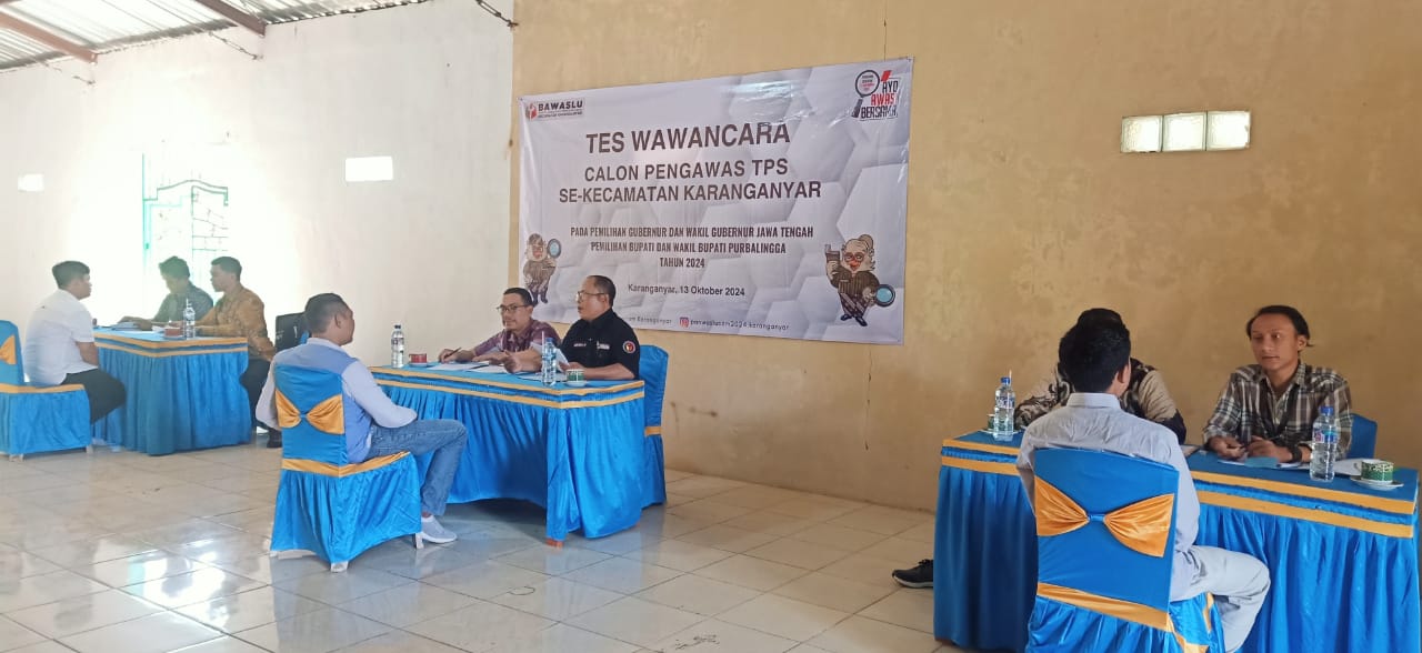 Panwaslu Kecamatan Karanganyar Gelar Tes Wawancara Calon Pengawas Tempat Pemungutan Suara