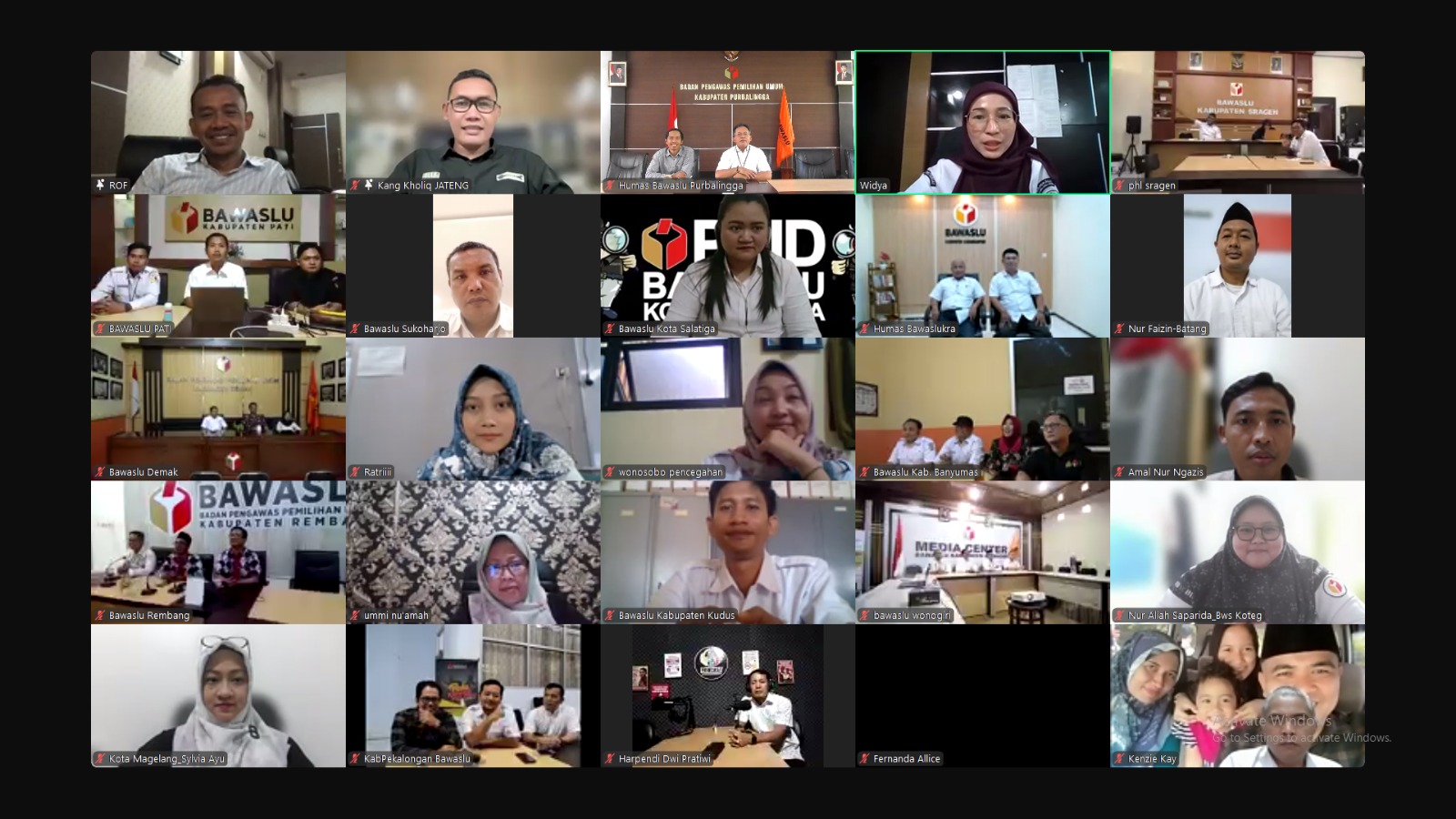 Bawaslu Purbalingga Ikuti Rakor Teknis Pedoman Kerjasama Antar Lembaga Secara Daring 