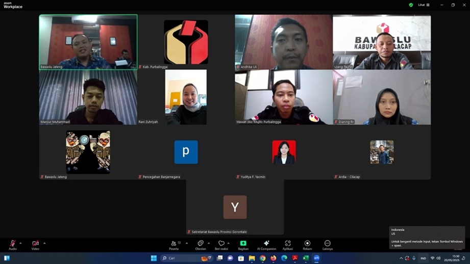 Ikuti Rapat Daring, Bawaslu Purbalingga Sampaikan Rencanakan Kegiatan Non-Tahapan Pada Bawaslu Jateng