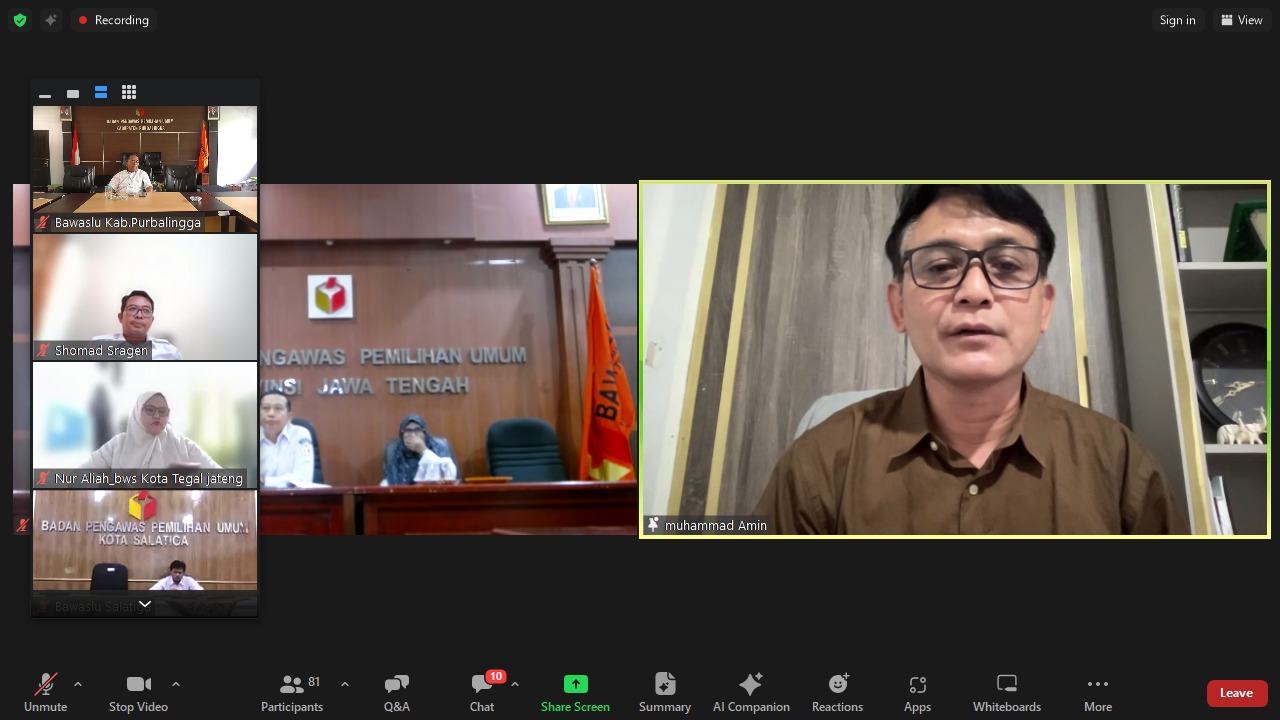 Bawaslu Purbalingga Ikuti Rapat Evaluasi Publikasi Bawaslu Provinsi Jateng