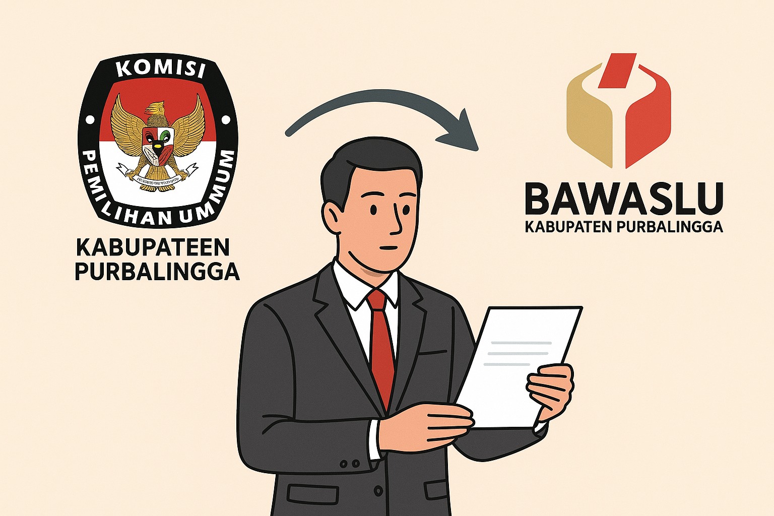 KPU Purbalingga Sampaikan Surat Balasan Tindak Lanjut Saran Perbaikan Data Pemilih Berkelanjutan kepada Bawaslu Kabupaten Purbalingga