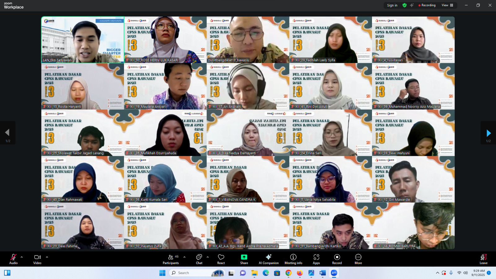 CPNS Bawaslu Purbalingga Ikuti Latsar Pembelajaran Sikap Perilaku ASN