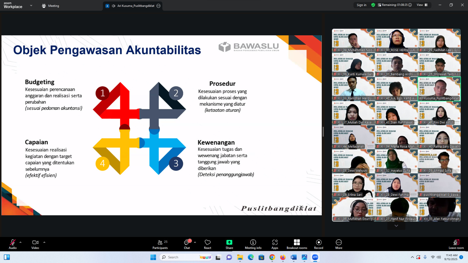 CPNS Bawaslu Kabupaten Purbalingga Ikuti Pelatihan Dasar CPNS melalui Virtual Classroom 