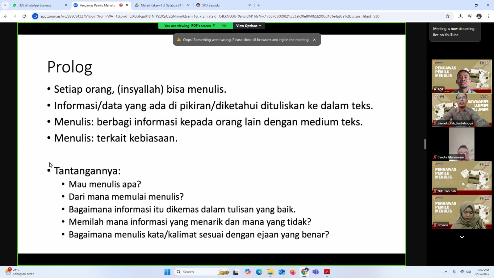 Ikuti Pelatihan Penulisan, Bawaslu Purbalingga Komitmen Tingkatkan Konten Berkualitas
