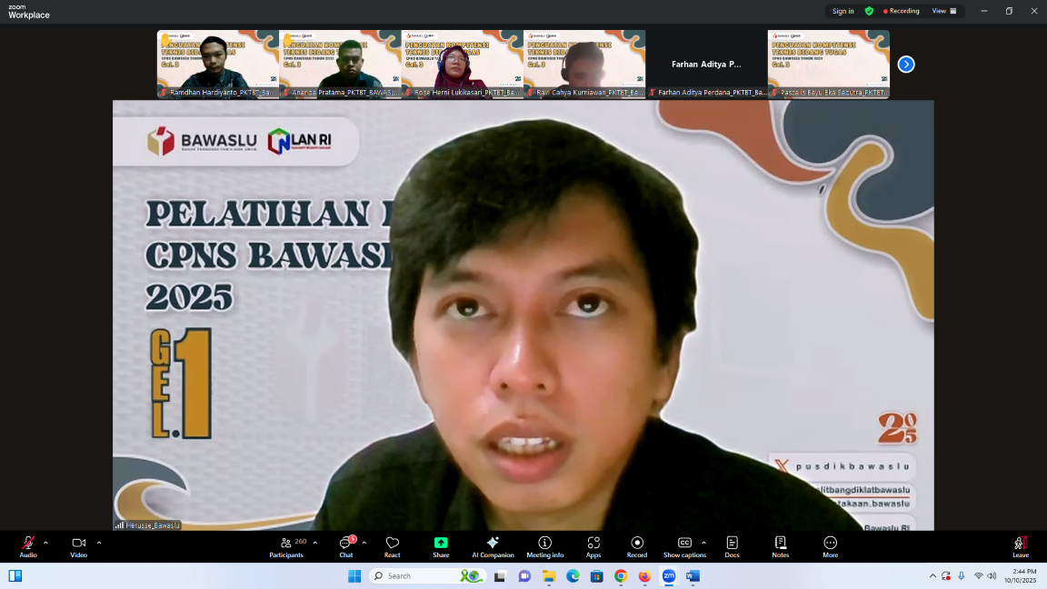 CPNS Bawaslu Kabupaten Purbalingga Ikuti Penguatan Kompetensi Teknis Tata Naskah Dinas