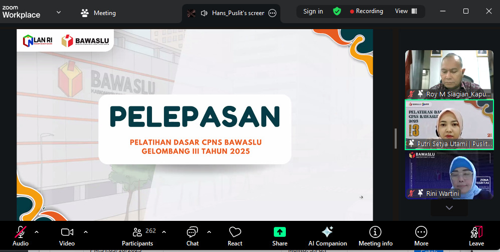 Tiga CPNS Bawaslu Purbalingga Ikuti Pelepasan Latsar CPNS Bawaslu RI Gelombang III Tahun 2025