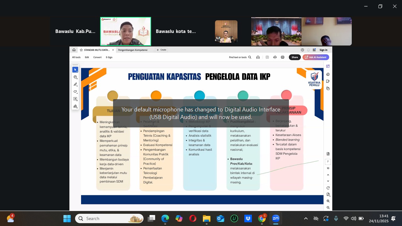 Bawaslu Purbalingga Ikuti Sosialisasi Standar Mutu Data dan Pengembangan Kompetensi Pengelola IKP