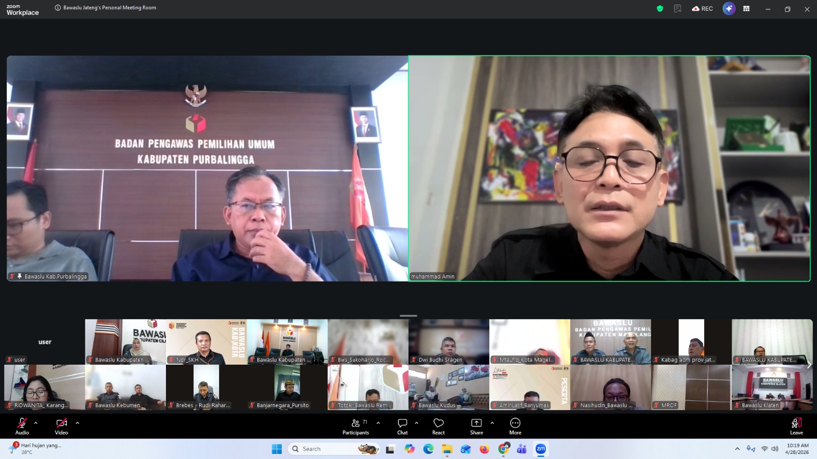 Bawaslu Purbalingga Ikuti Rakorda Sosialisasi Juknis Tata Kelola Organisasi