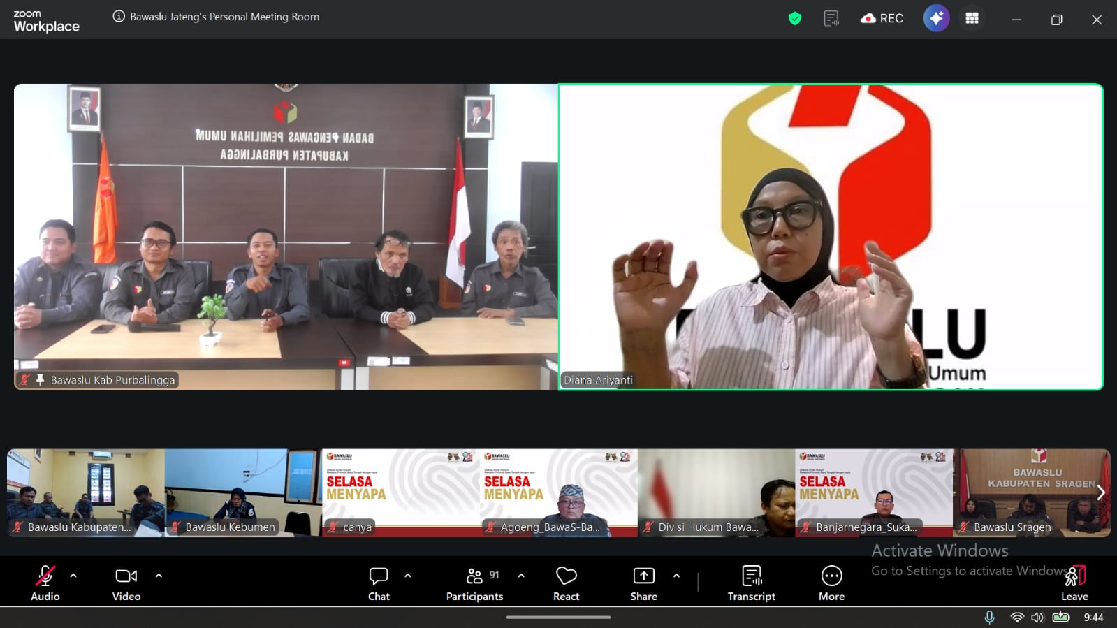 Bawaslu Purbalingga Ikuti Zoom Meeting Sosialisasi Regulasi