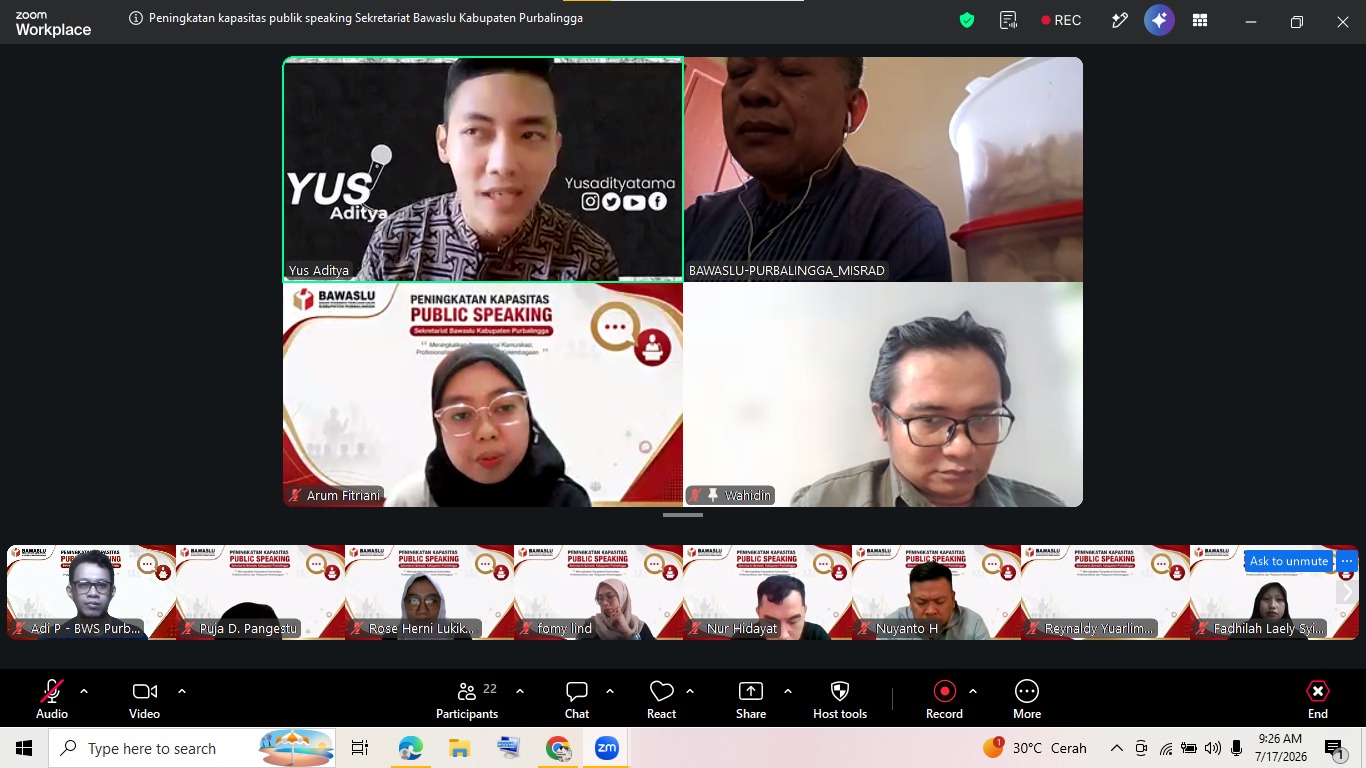Tingkatkan Kemampuan Komunikasi, Bawaslu Purbalingga Gelar Pelatihan Public Speaking bagi Jajaran Sekretariat