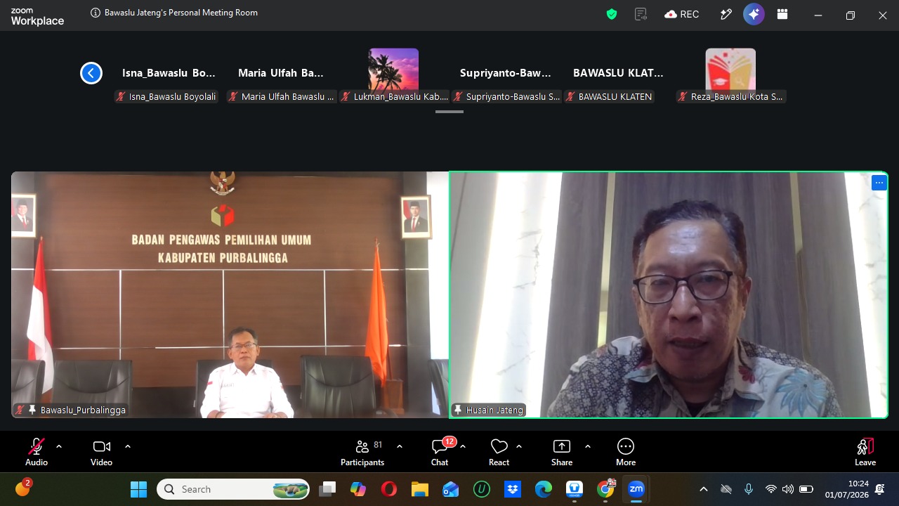 Kawal Keadilan Pemilu, Bawaslu Purbalingga Inventarisir Data Pelanggaran Bersama Bawaslu Jateng