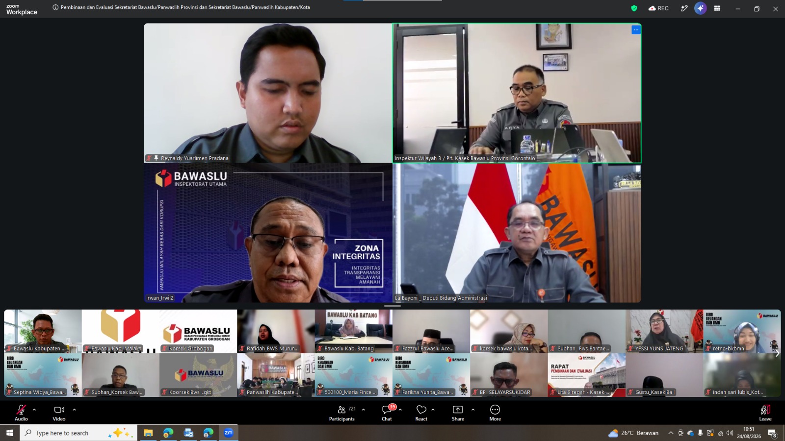 Rapat Rutin Sekretariat Bawaslu Bahas Penguatan Kinerja dan Tindak Lanjut Evaluasi