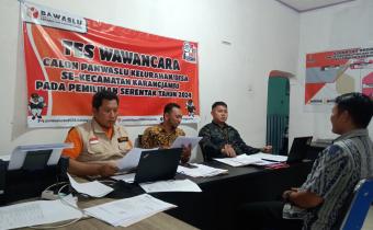 Panwaslucam Karangjambu Gelar Tes Wawancara Calon Anggota Panwaslu Kelurahan/Desa