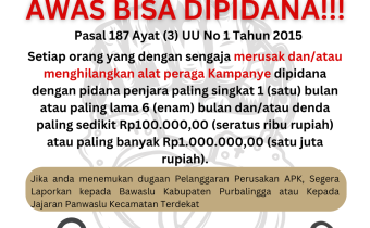 Bawaslu Purbalingga Ajak Masyarakat Berperan Aktif dalam Pengawasan Alat Peraga Kampanye